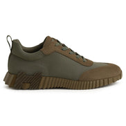 Hermès Bouncing Khaki Green Suede and Nylon Sneakers 