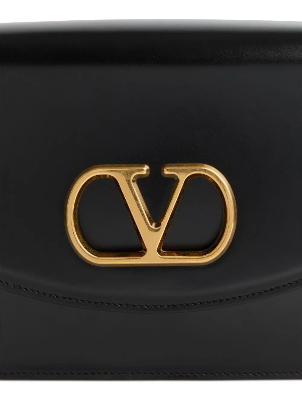 Valentino Garavani Stud Sign VLogo Shoulder Bag Black Leather (Pre-Loved)