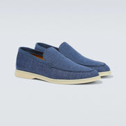 Loro Piana Blue Denim Summer Walk Loafers 