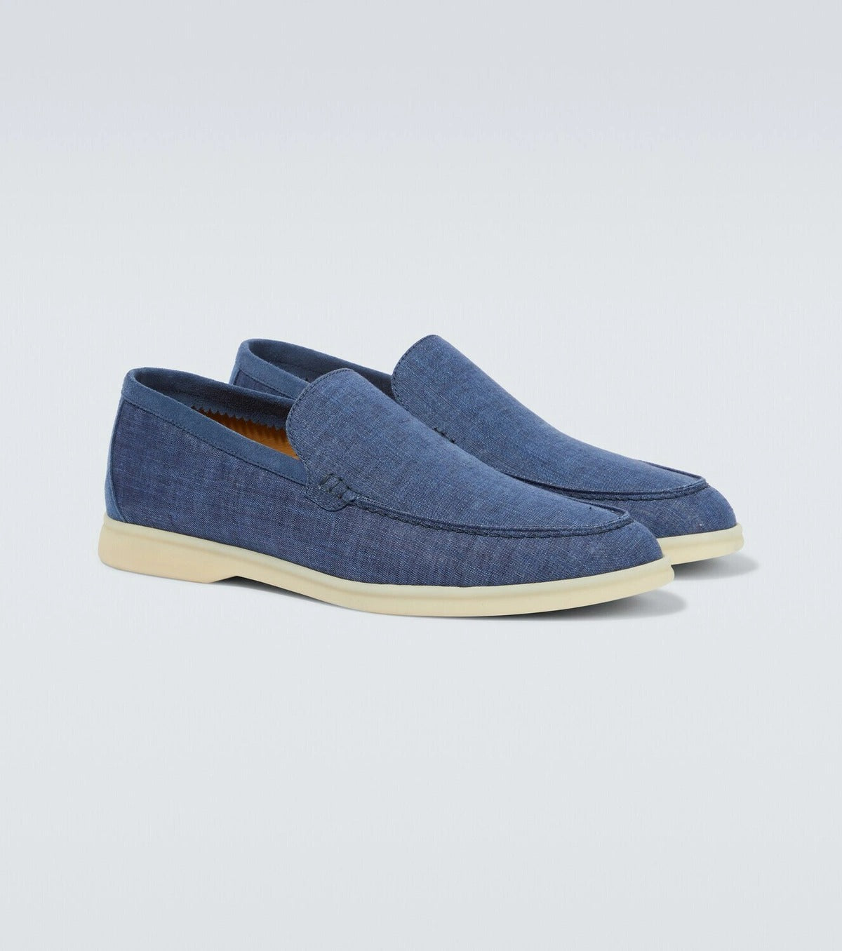 Loro Piana Blue Denim Summer Walk Loafers 