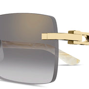 Cartier White Marbled Acetate Rimless Sunglasses 