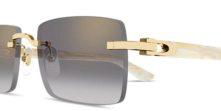 Cartier White Marbled Acetate Rimless Sunglasses "Unworn"