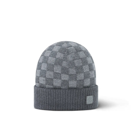 Louis Vuitton Grey Petit Damier Knit Beanie "Unworn"