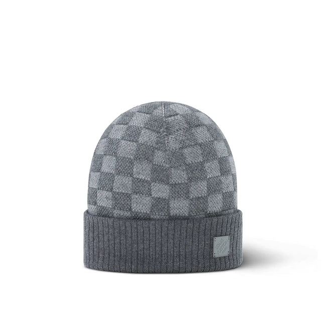 Louis Vuitton Grey Petit Damier Knit Beanie "Unworn"