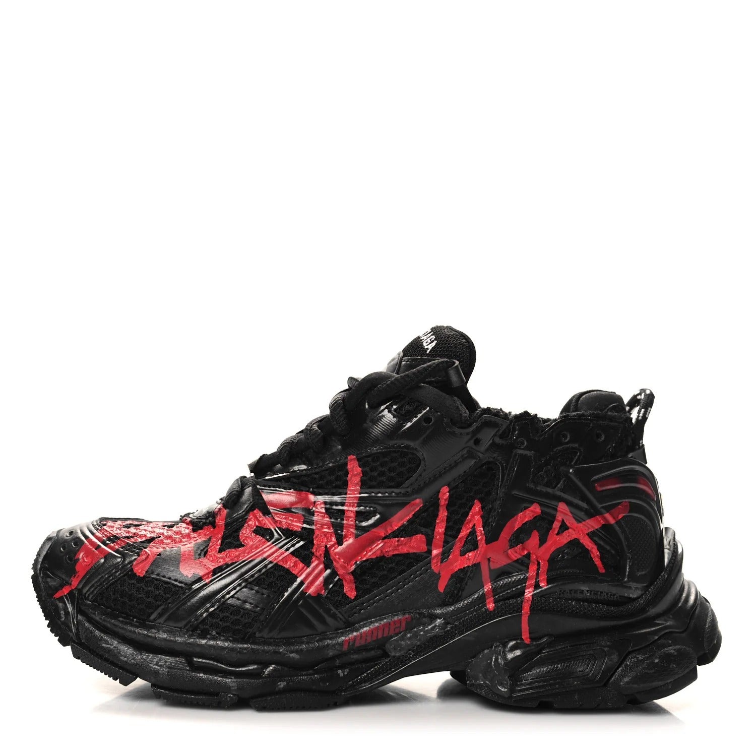 Balenciaga Black & Red Graffiti Runner Sneakers 