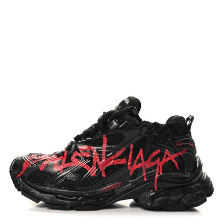 Balenciaga Black & Red Graffiti Runner Sneakers "Unworn"