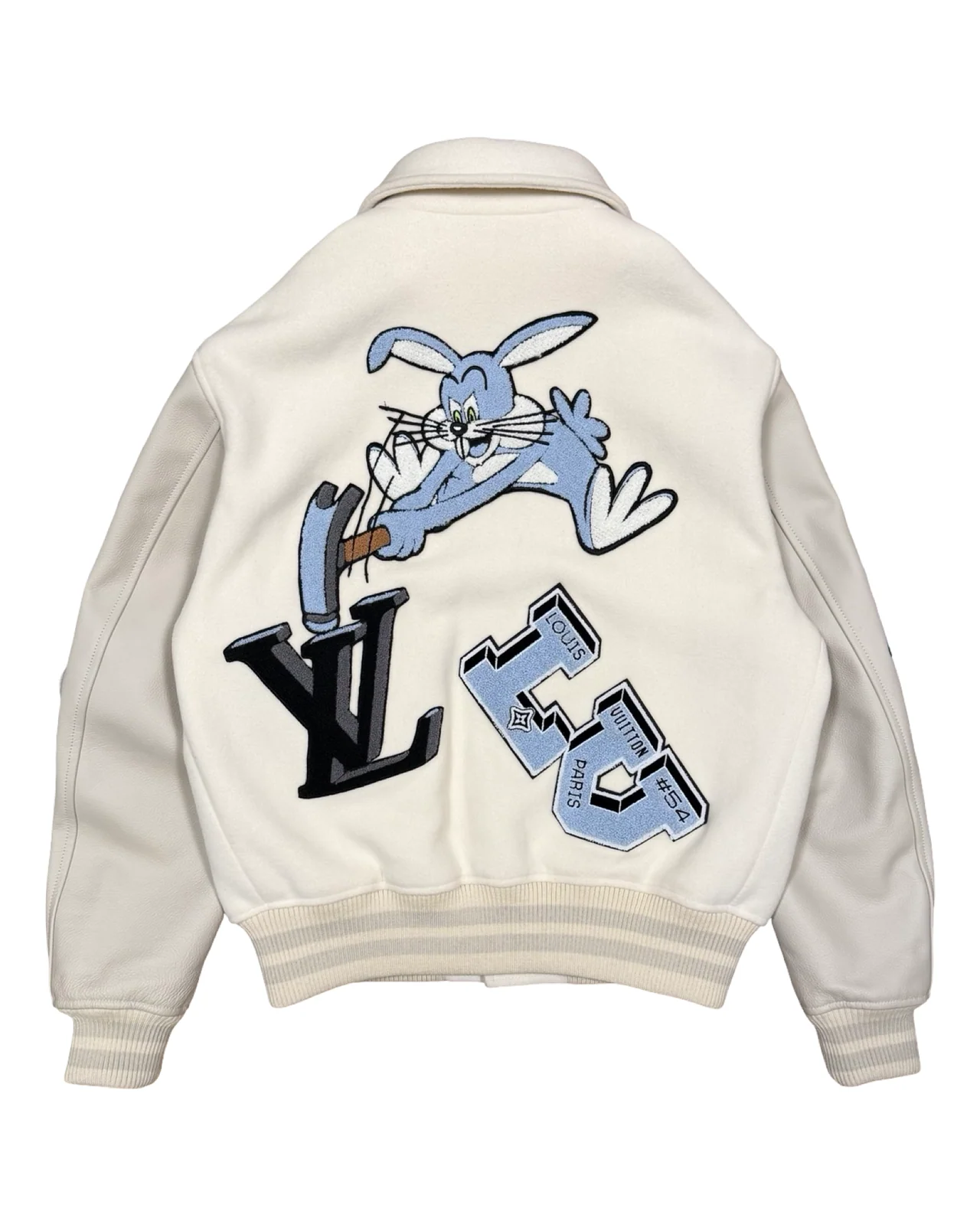 Louis Vuitton Cream Virgil Abloh Patch Varsity Jacket 