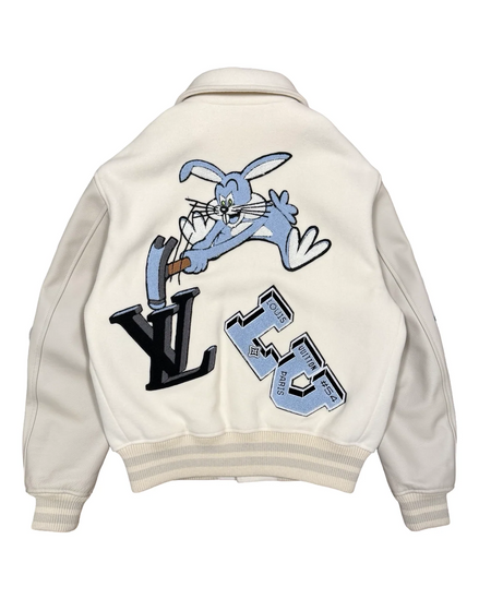Louis Vuitton Cream Virgil Abloh Patch Varsity Jacket "Unworn"