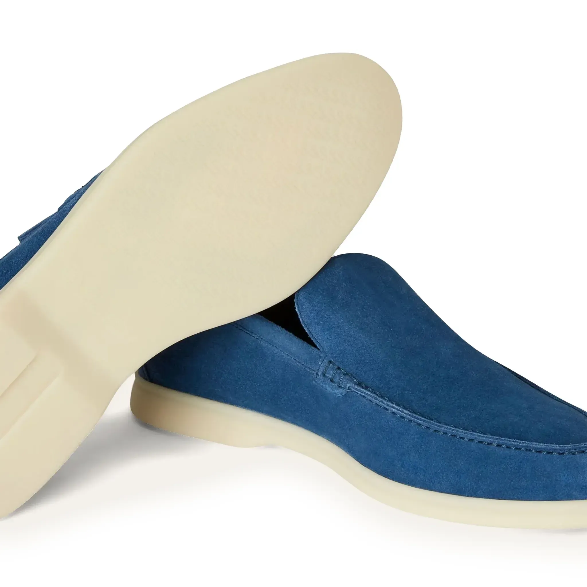 Loro Piana Summer Walk Suede White Sole Loafers 