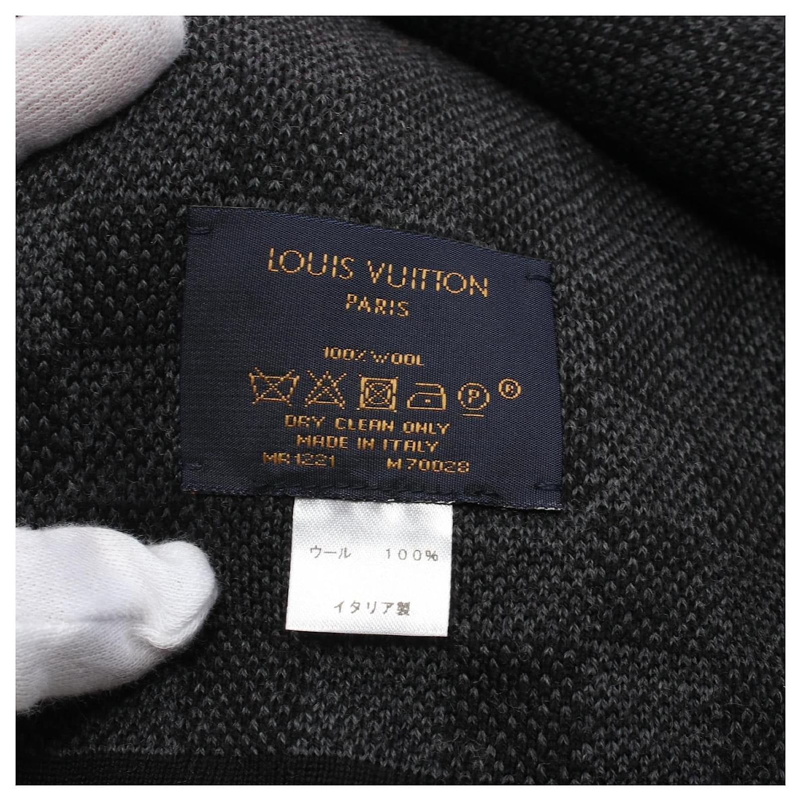 Louis Vuitton Black and Grey Damier Knit Scarf 