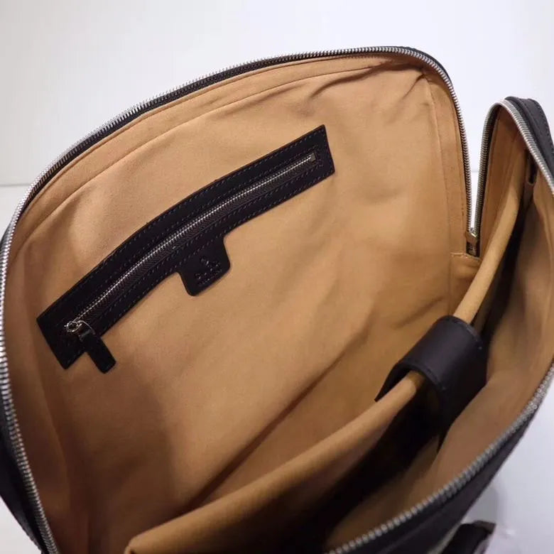 Gucci GG Supreme Black Leather Trim Slim Briefcase (Pre-Loved