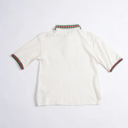 Gucci Tiger Head Web Collar White Cotton Polo Shirt (Pre-Loved)