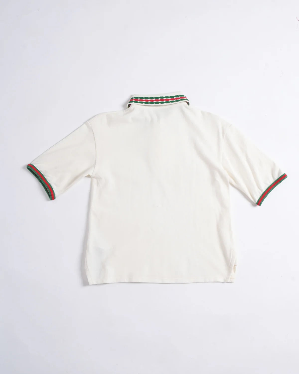 Gucci Tiger Head Web Collar White Cotton Polo Shirt (Pre-Loved)
