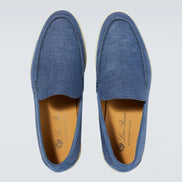 Loro Piana Blue Denim Summer Walk Loafers 