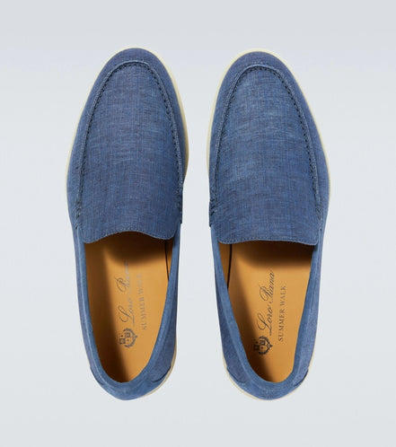 Loro Piana Blue Denim Summer Walk Loafers "Unworn"