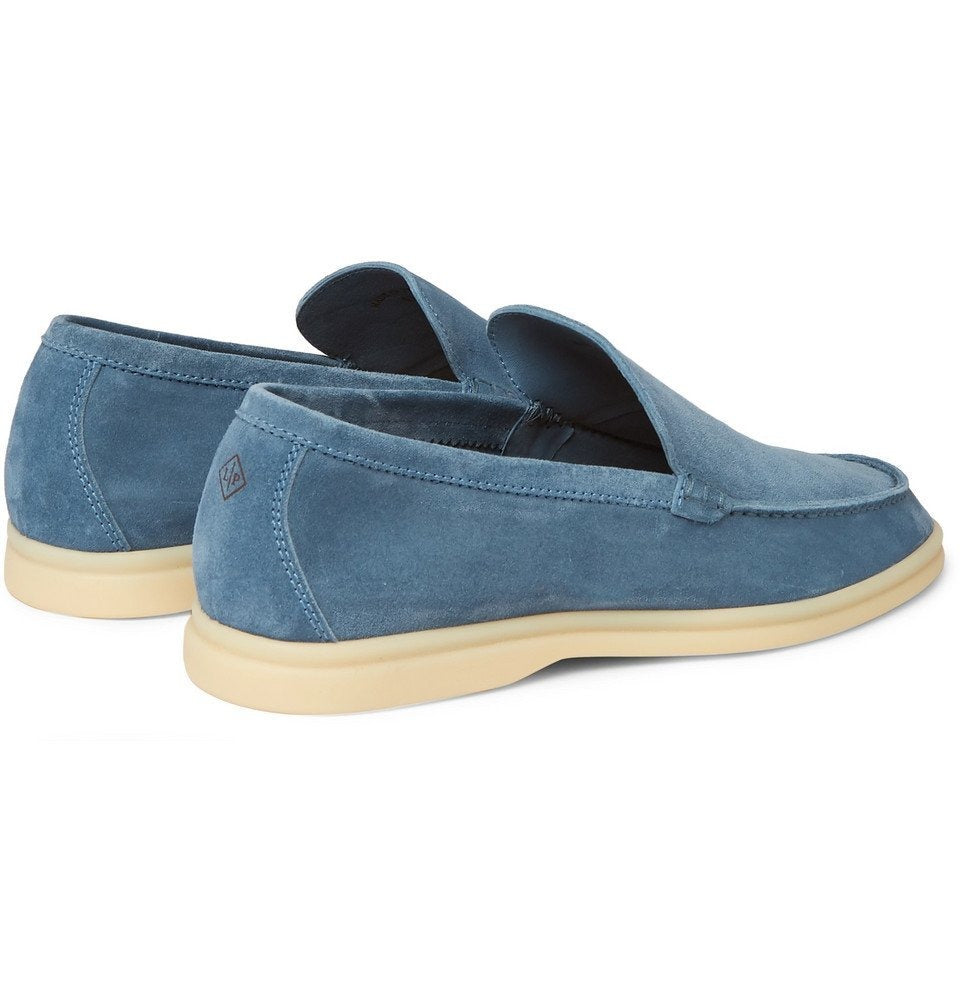 Loro Piana Summer Walk Suede White Sole Loafers 