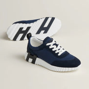 Hermès Bouncing Navy Mesh and Suede Sneakers 