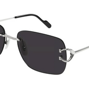 Cartier CT0330S 001 Big C Rimless Sunglasses Silver & Black 