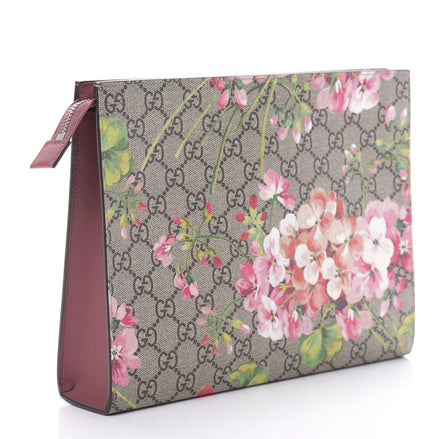 Gucci GG Supreme Blooms Floral Print Pouch (Pre-Loved)