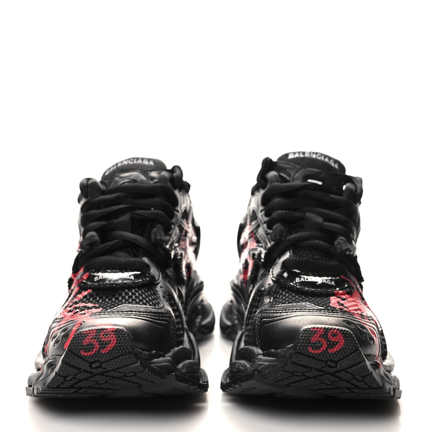 Balenciaga Black & Red Graffiti Runner Sneakers 