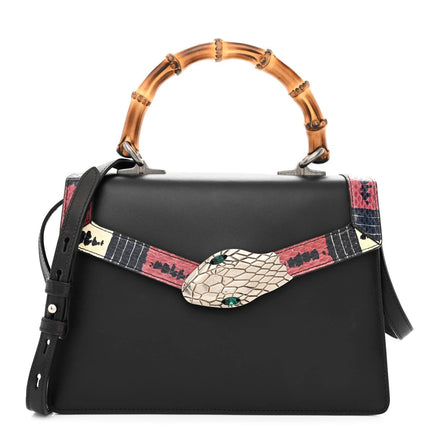 Gucci Lilith Black Leather Bamboo Top Handle Bag (Pre-Loved)