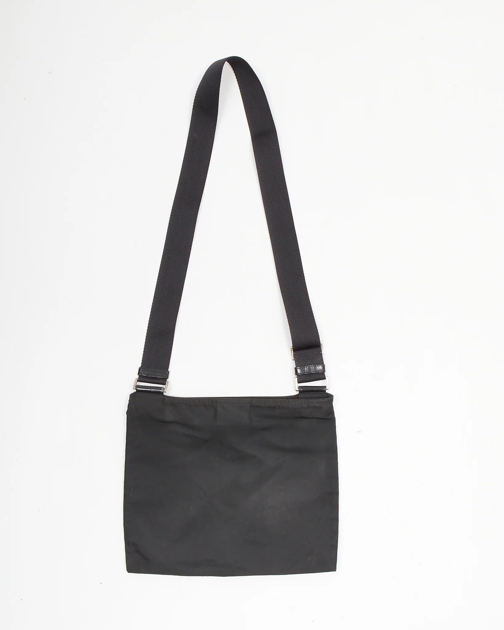 Prada Re-Nylon Enamel Logo Black Crossbody Bag (Pre-Loved)