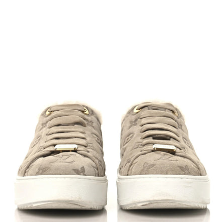 Louis Vuitton Beige Monogram Suede Time Out Sneakers "Unworn"