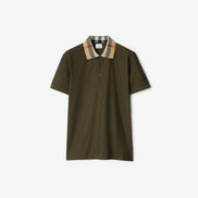 Burberry Check Collar Polo Shirt Dark Olive  (Pre-Loved)