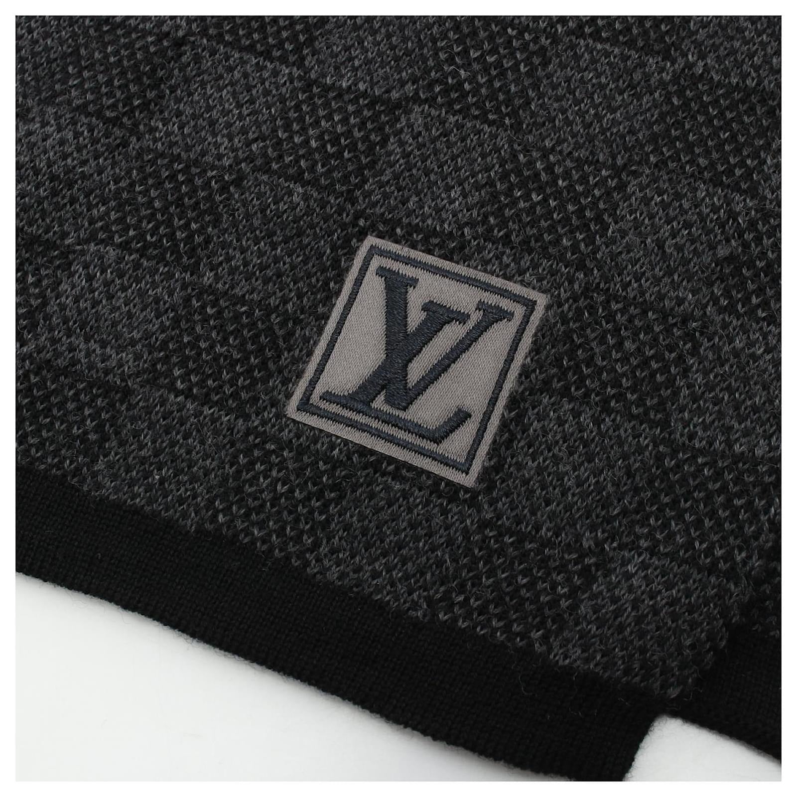Louis Vuitton Black and Grey Damier Knit Scarf 