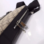 Gucci GG Supreme Black Leather Trim Slim Briefcase (Pre-Loved