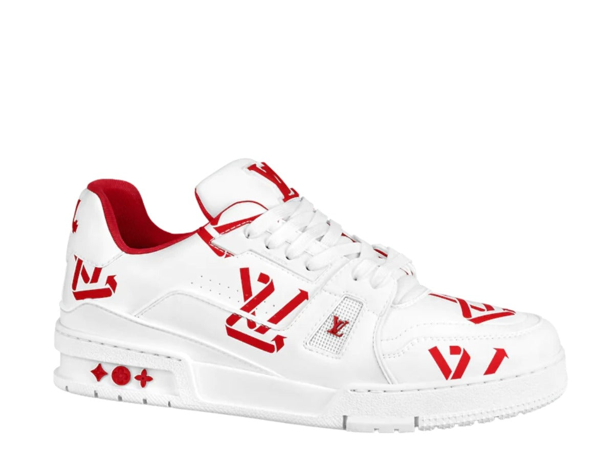 Louis Vuitton White & Red Graphic LV Trainers 