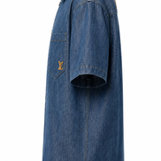Louis Vuitton Indigo Short-Sleeved Cotton Chambray Shirt 